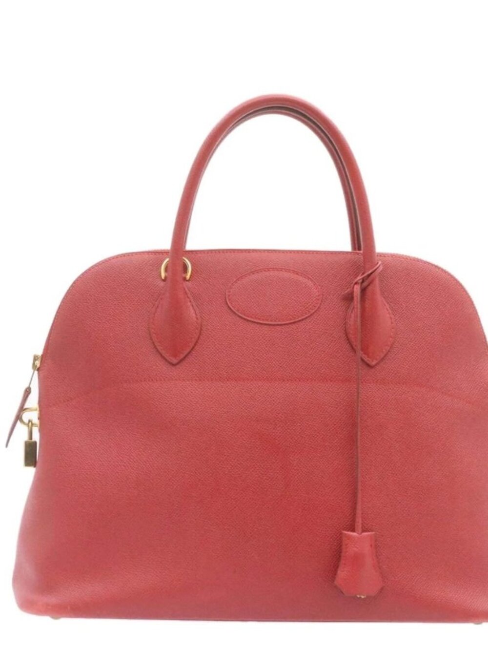 HERMES Bolide 37 Hand Bag Leather Red Auth nh122SAM - Picture 13 of 16
